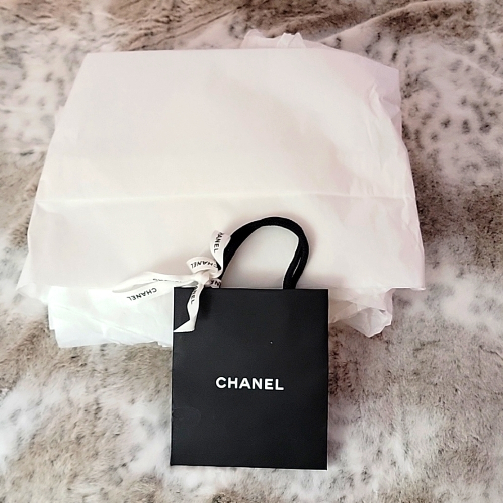 Chanel Gift Bag with Bundle of Tissue Papers Ribbon Small Bag